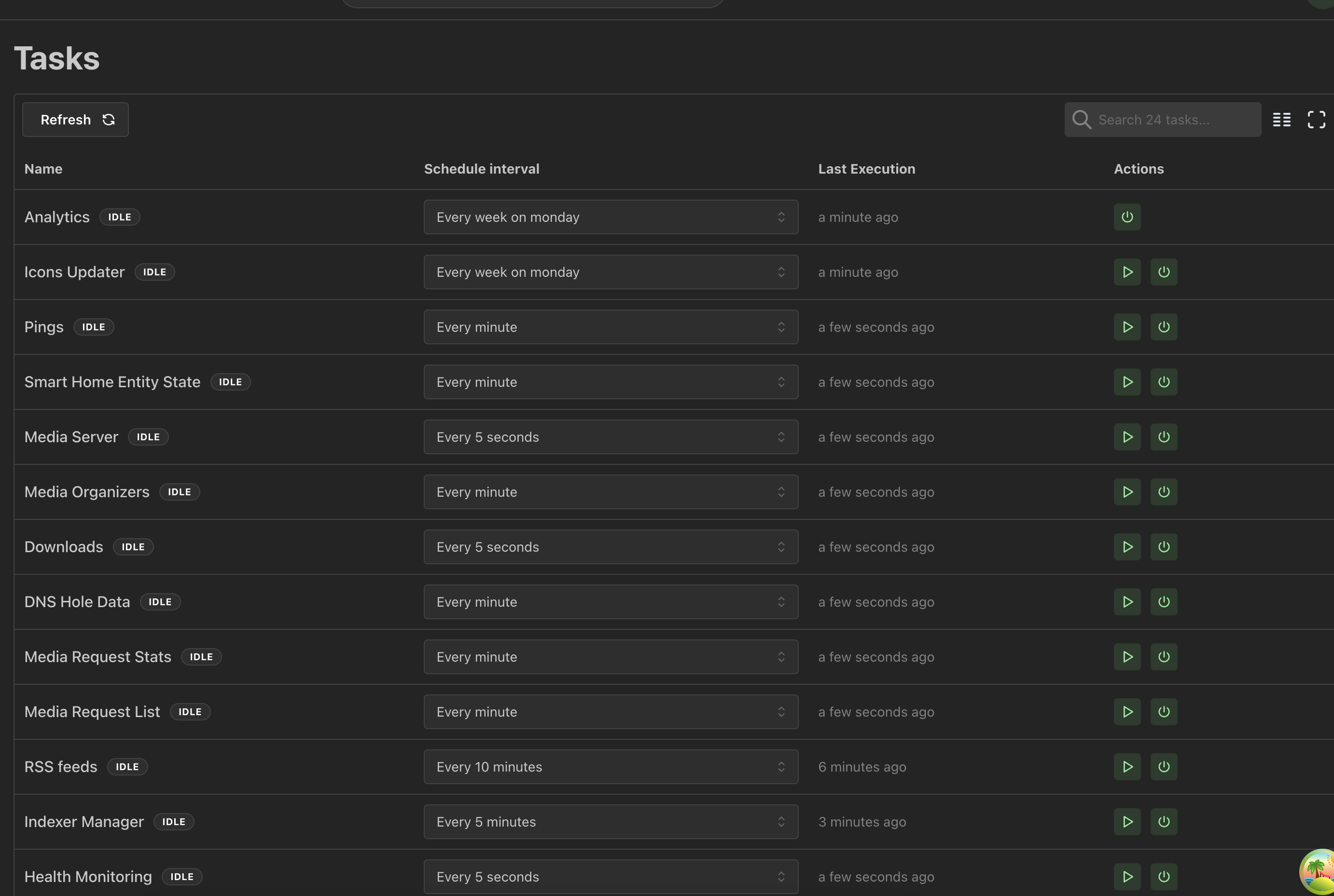Tasks page